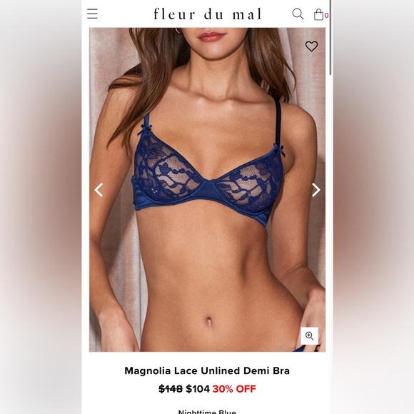 NWT Fleur du Mal Unlined Demi Lace Bra Size 34 F (34DDD) Mulberry color - Picture 2 of 15
